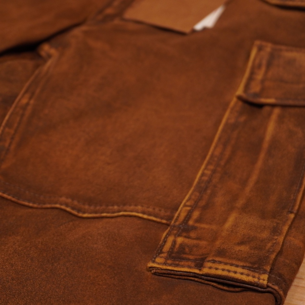 RRL Double RL Ralph Lauren Skinny Leather Cargo Pant Brown Leather 26 Brand New - Picture 3 of 16
